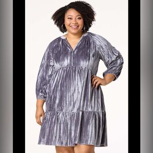 Cato kiss midnight, gray velvet dress